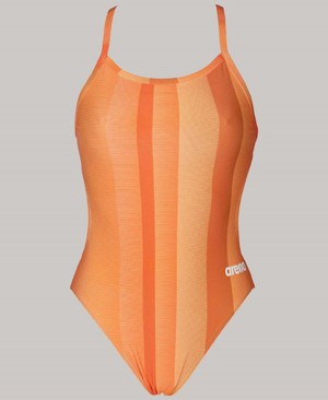 Arena Blended Stripe Challenge Back Badeanzug Orange | WGT30S-378