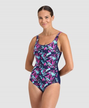 Arena BodyLift Francy Wing Back Badeanzug Navy Rosa Mehrfarbig | WCL79F-604