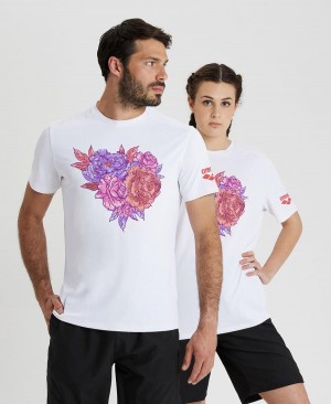 Arena Breast Cancer T-Shirt Weiß Rosa | QSL22V-730