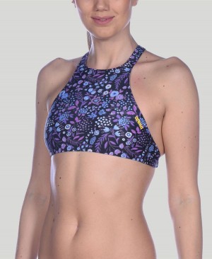 Arena Crop Think Bikinioberteil Schwarz Mehrfarbig | QWQ09Z-634