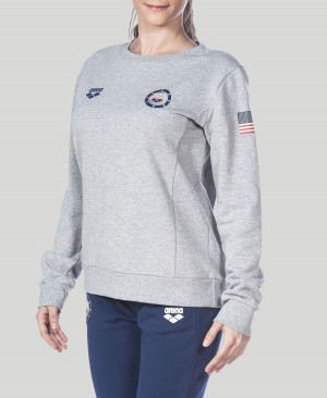 Arena Essential Crew Sweatshirt Grau Rot | EQW54W-165