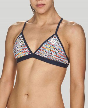 Arena Ethno Zigzag Tie Back Bikinioberteil Grau Mehrfarbig | WEI31Z-483