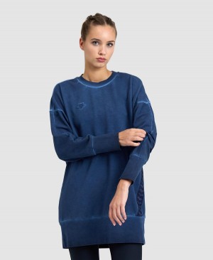 Arena Icons Oversized Crewneck Sweatshirt Navy | YTN68N-935