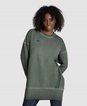 Arena Icons Oversized Crewneck Sweatshirt Olivgrün | MAI73S-758