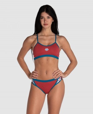 Arena Icons Solid Cross Back Badeanzug Rot Blau | EUD55M-751