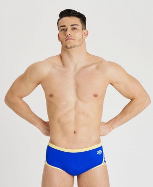 Arena Icons Solid Low Taille Schwimmhose Blau Gelb | PUC39D-937