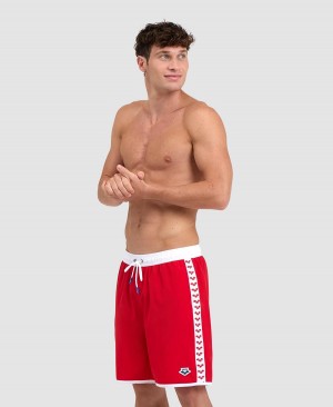 Arena Icons Team Stripe Bermuda Kurze Hose Rot Weiß | MIF01Y-709