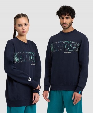 Arena Logo Crewneck Sweatshirt Navy | SLF95M-687