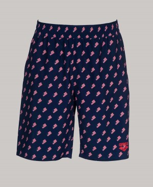 Arena Official USA Swimming National Team Flag Print Bermuda Kurze Hose Navy Rosa | ZXE39K-630