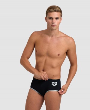 Arena One Big Logo Schwimmhose Schwarz Silber | AAA68Y-426