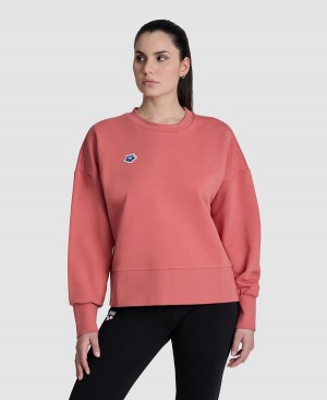 Arena Oversized Crew Neck Sweatshirt Rot | HJU49V-976