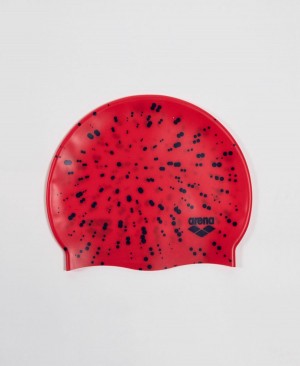 Arena Print Youth Badekappe Rot Navy | OOD97I-827