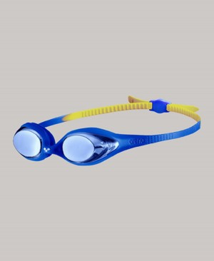 Arena Spider Youth Mirror Schwimmbrille Blau Gelb | UYG49B-772