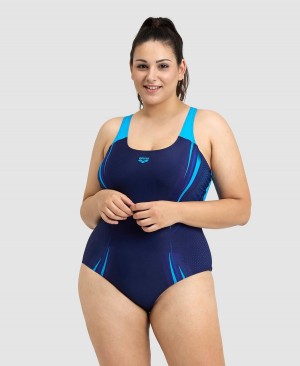 Arena Spikes Pro Back Plus Badeanzug Navy Türkis | QEN38D-165