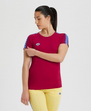 Arena Team Kurzes Sleeve T-Shirt Bordeaux Blau | RNT24K-458