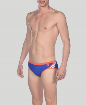 Arena Team Stripe Schwimmhose Blau Rot | LOY63R-454