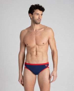 Arena Team Stripe Schwimmhose Navy Rot | ZJC95L-127