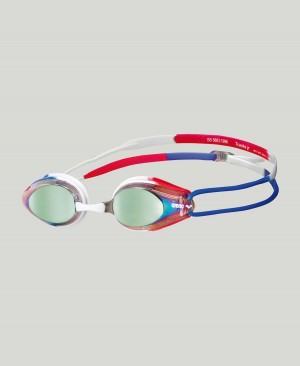 Arena Tracks Mirror Schwimmbrille Gold Blau Rot | KNS39F-314