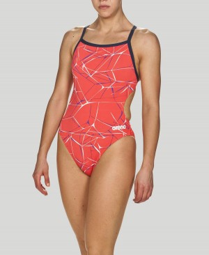 Arena Wasser Challenge Back Badeanzug Rot Navy | BZB48A-369