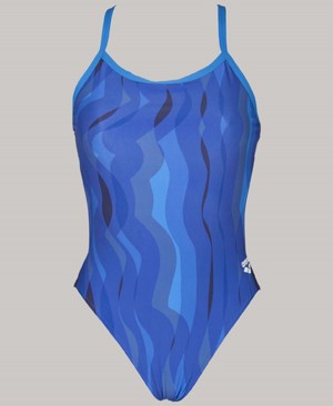 Arena Wavy Wasser Challenge Back Badeanzug Navy Blau | WYE15P-408