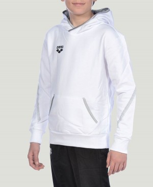 Arena Youth Team Line Long Sleeve Hoodie Weiß | ZXB77B-997