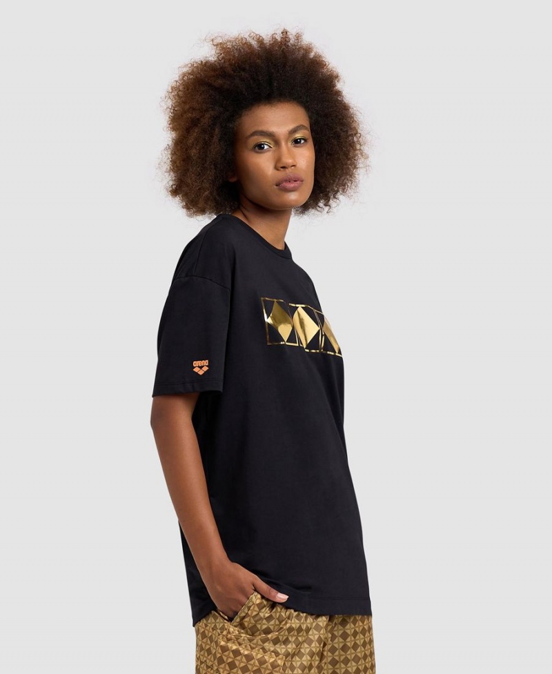 Arena 50th Anniversary Gold T-Shirt Schwarz | PRH81F-718