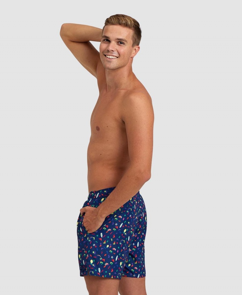 Arena Allover Beach Kurze Hose Navy Mehrfarbig | HDW54Q-592