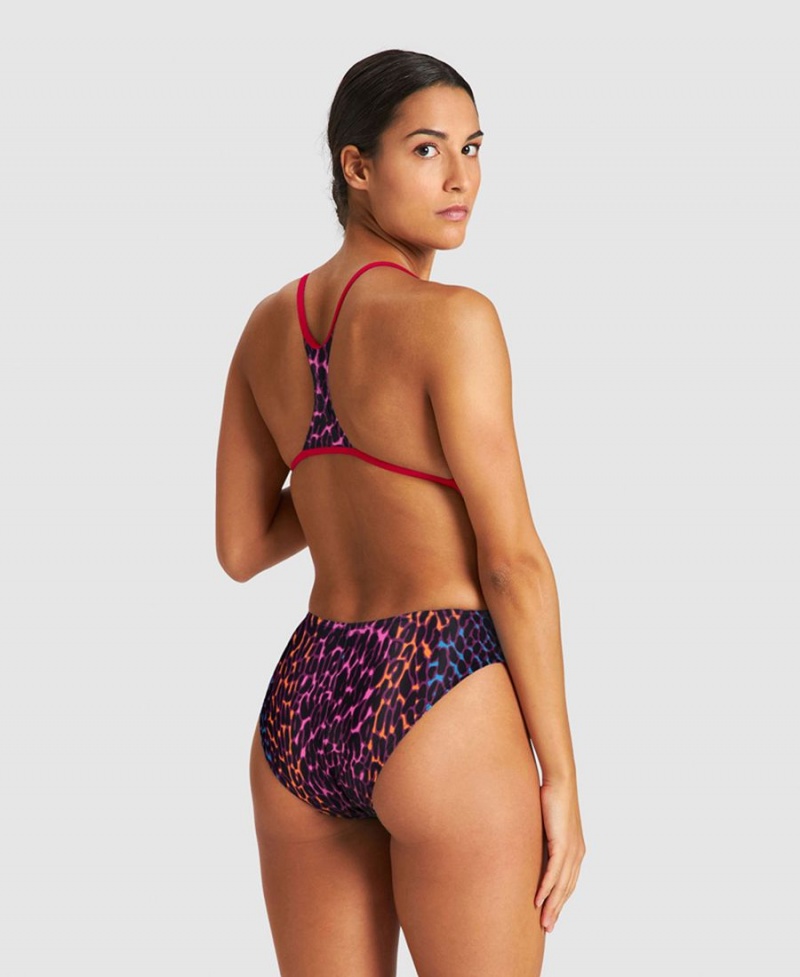 Arena Animal Stripe Booster Back Badeanzug Rosa Mehrfarbig | INA83B-558