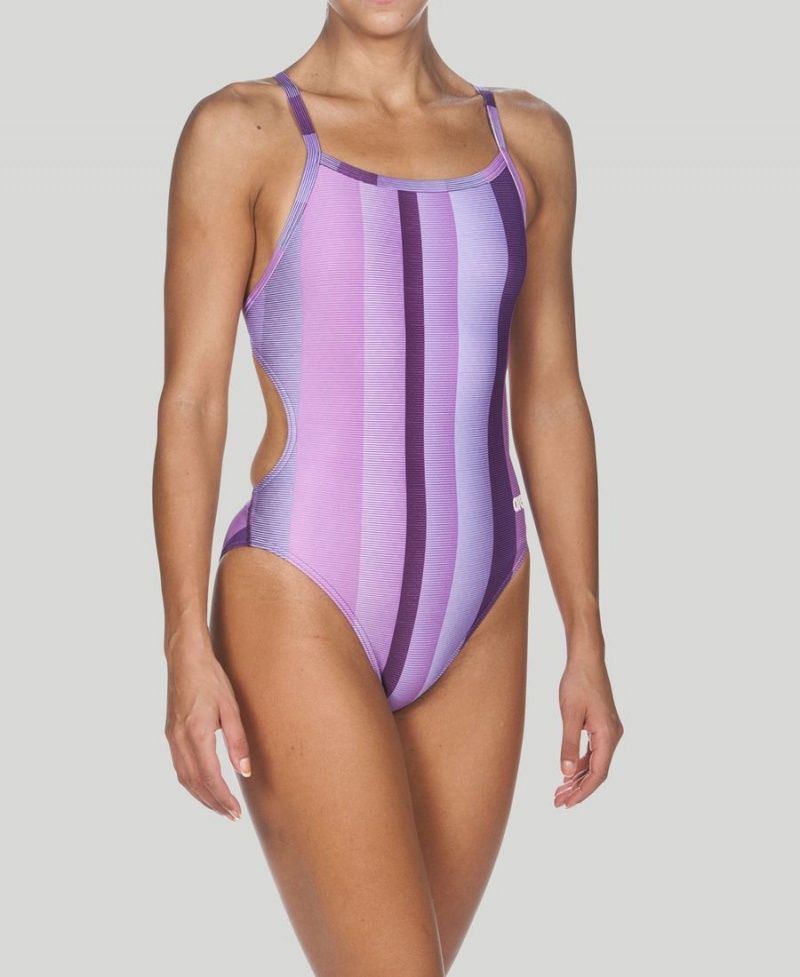 Arena Blended Stripe Challenge Back Badeanzug Lila | AAG60Q-040