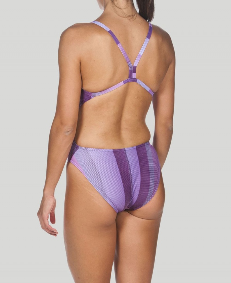 Arena Blended Stripe Challenge Back Badeanzug Lila | AAG60Q-040