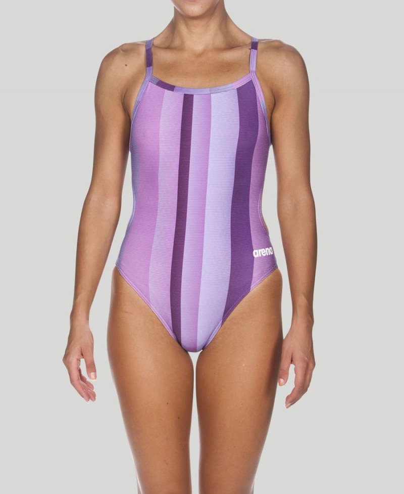 Arena Blended Stripe Challenge Back Badeanzug Lila | AAG60Q-040