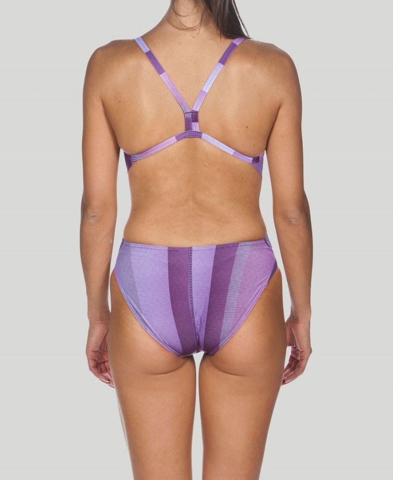 Arena Blended Stripe Challenge Back Badeanzug Lila | AAG60Q-040