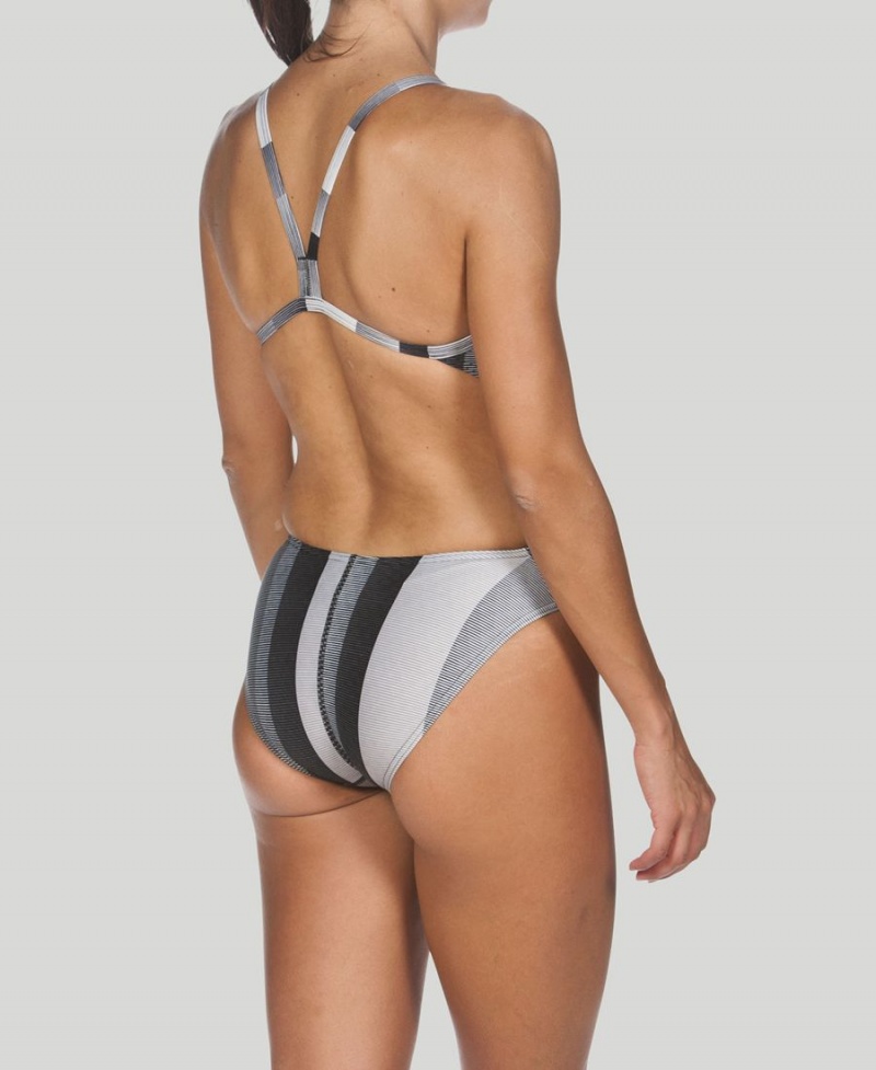 Arena Blended Stripe Challenge Back Badeanzug Schwarz | KFA89H-739