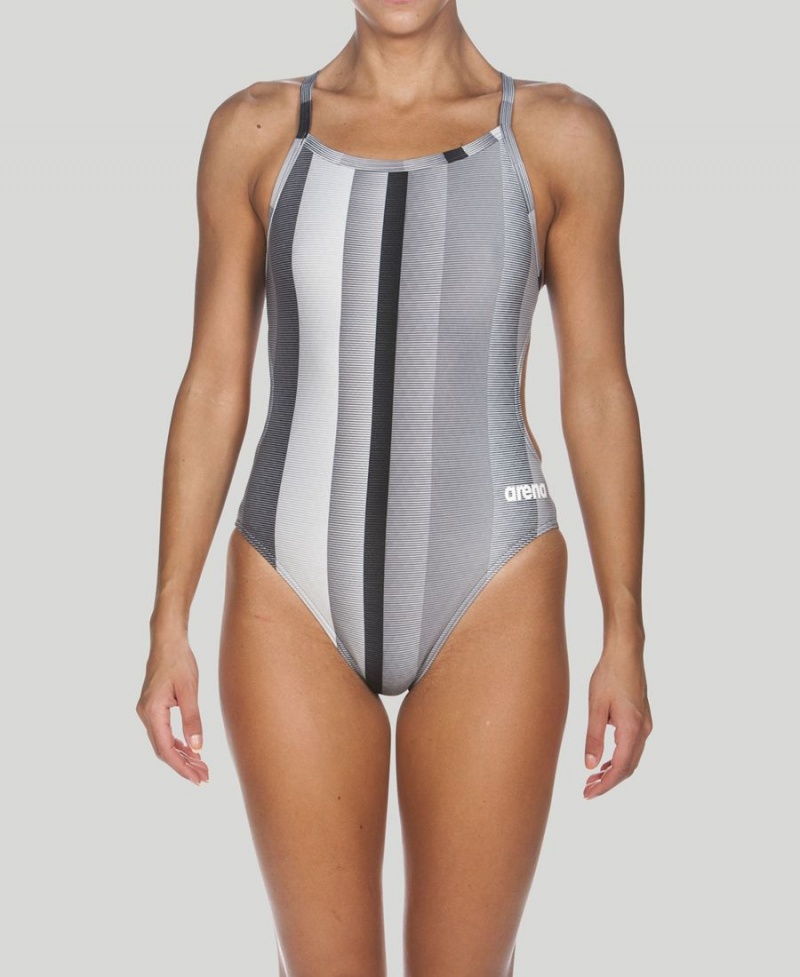 Arena Blended Stripe Challenge Back Badeanzug Schwarz | KFA89H-739