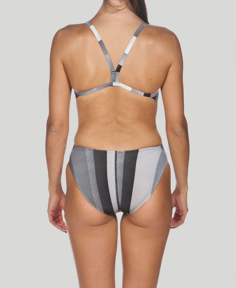 Arena Blended Stripe Challenge Back Badeanzug Schwarz | KFA89H-739