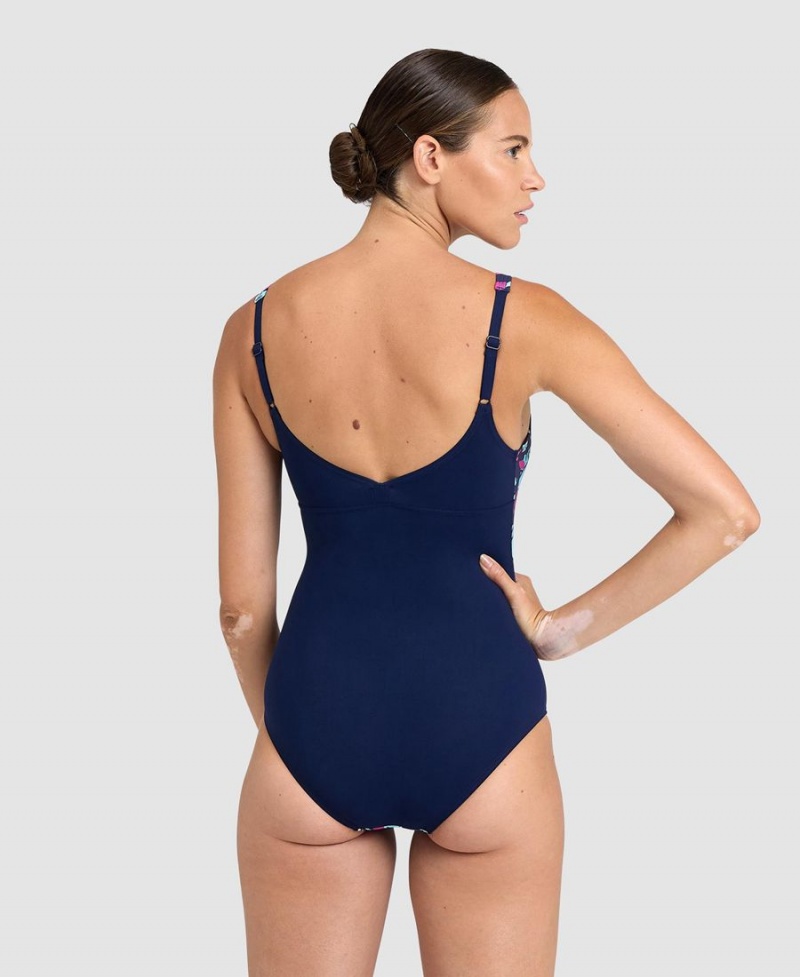 Arena BodyLift Francy Wing Back Badeanzug Navy Rosa Mehrfarbig | WCL79F-604