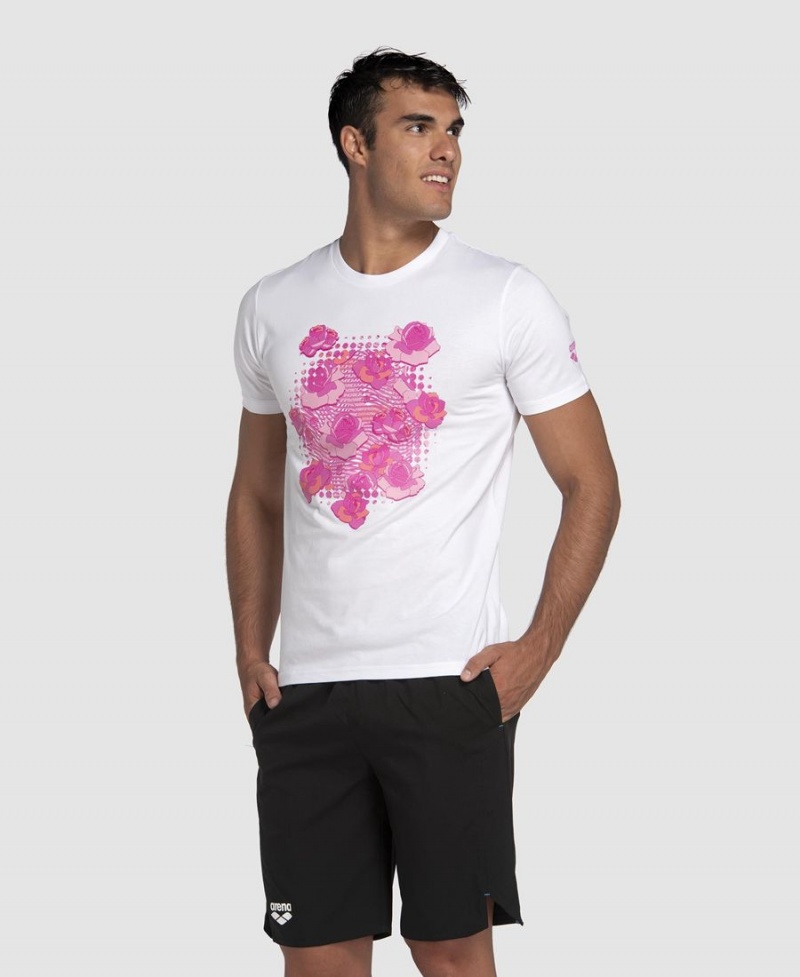 Arena Breast Cancer Awareness Kollektion T-Shirt Weiß Rosa | MLN17S-000