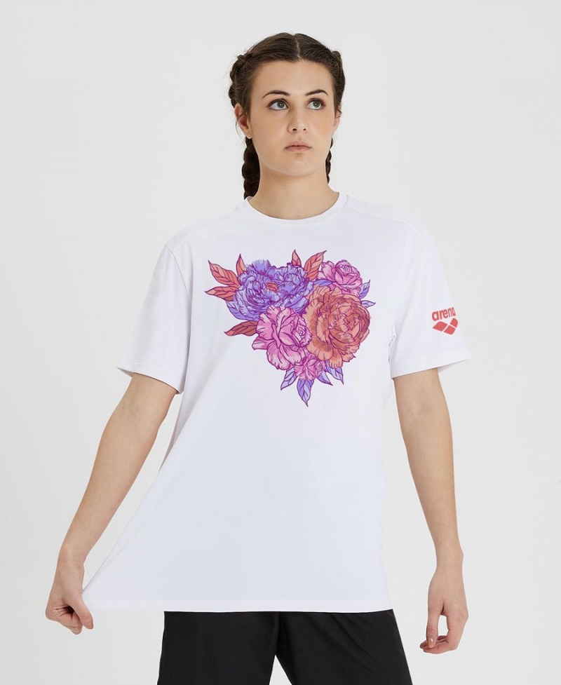 Arena Breast Cancer T-Shirt Weiß Rosa | QSL22V-730