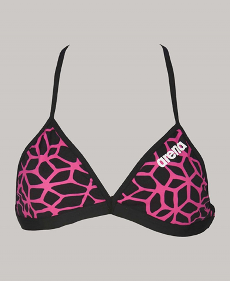 Arena Carbonics Tie Back Bikinioberteil Schwarz Rosa | VOM83T-465