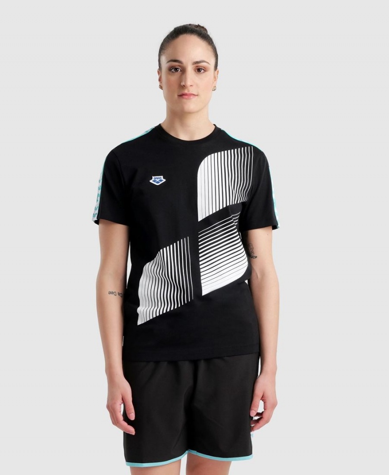 Arena Diamonds T-Shirt Schwarz Weiß | PAP70R-476