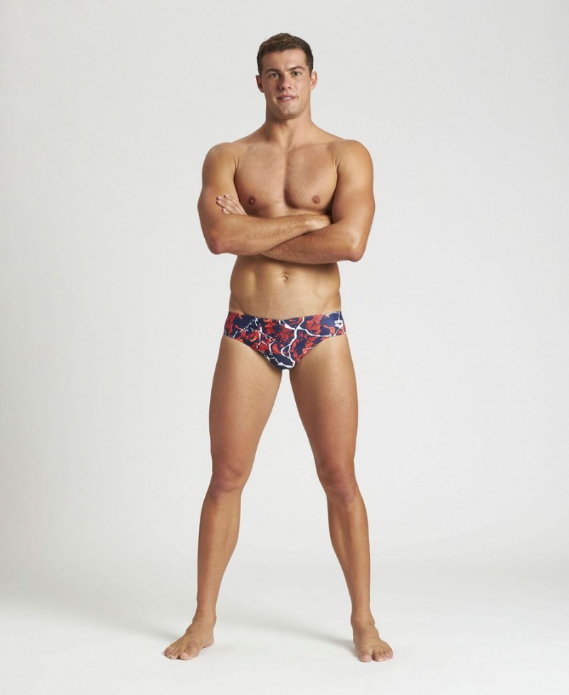 Arena Earth Texture Schwimmhose Navy Rot Mehrfarbig | YLV67R-435