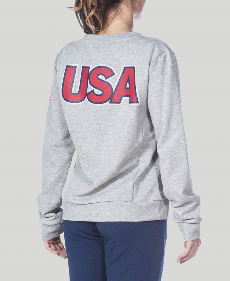 Arena Essential Crew Sweatshirt Grau Rot | EQW54W-165