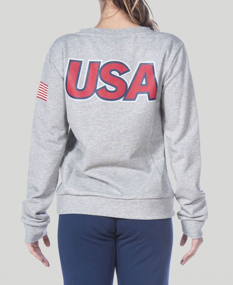 Arena Essential Crew Sweatshirt Grau Rot | EQW54W-165