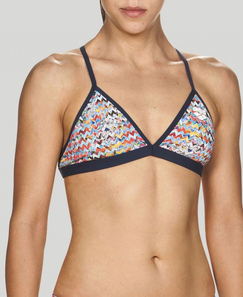 Arena Ethno Zigzag Tie Back Bikinioberteil Grau Mehrfarbig | WEI31Z-483