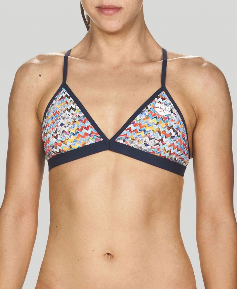 Arena Ethno Zigzag Tie Back Bikinioberteil Grau Mehrfarbig | WEI31Z-483