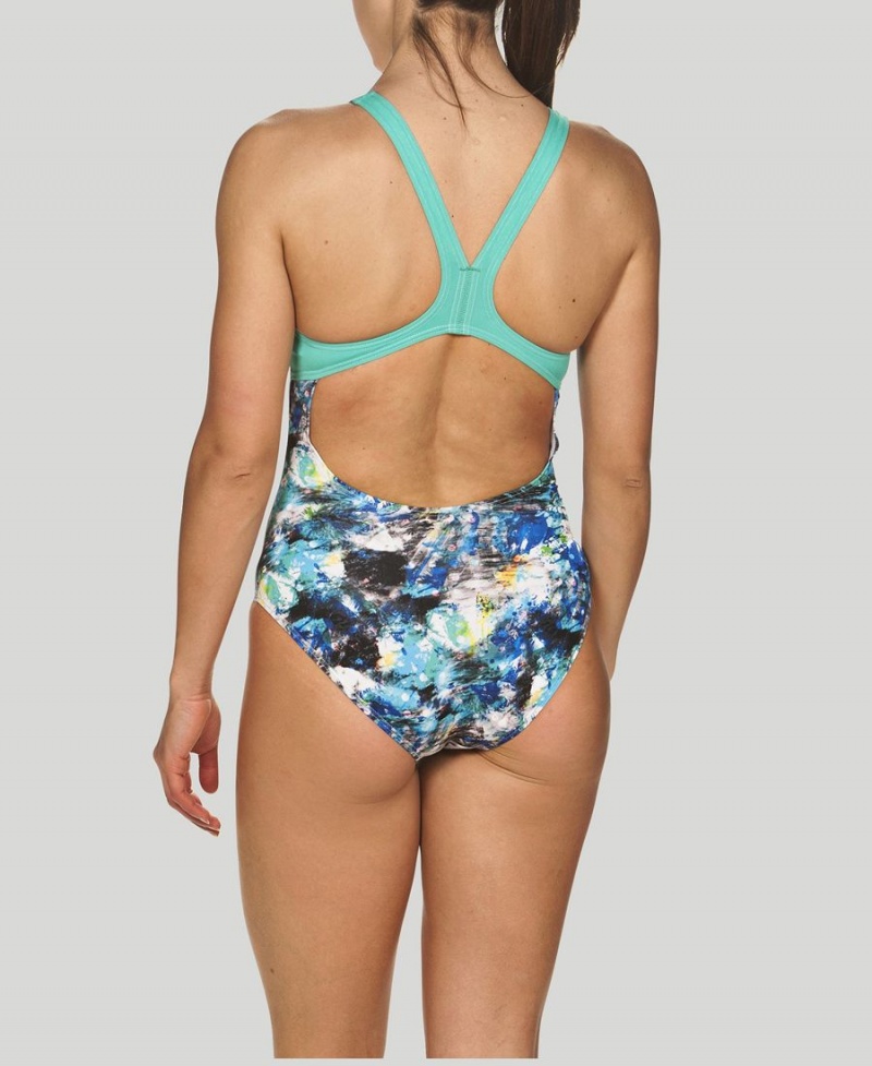 Arena Floral Dots Swim Pro Back Badeanzug Weiß Mehrfarbig | DLA87L-410