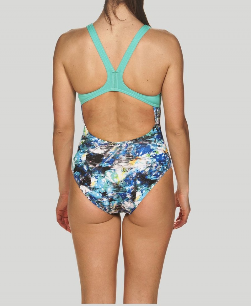 Arena Floral Dots Swim Pro Back Badeanzug Weiß Mehrfarbig | DLA87L-410