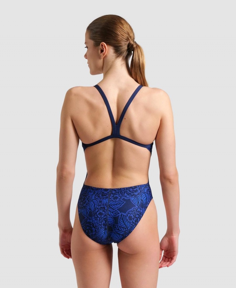 Arena Hydrangea Bouquet Challenge Back Badeanzug Navy | XFM33K-548