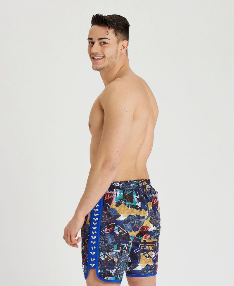 Arena Icons Allover Print Beach Kurze Hose Blau Mehrfarbig | THA44H-201