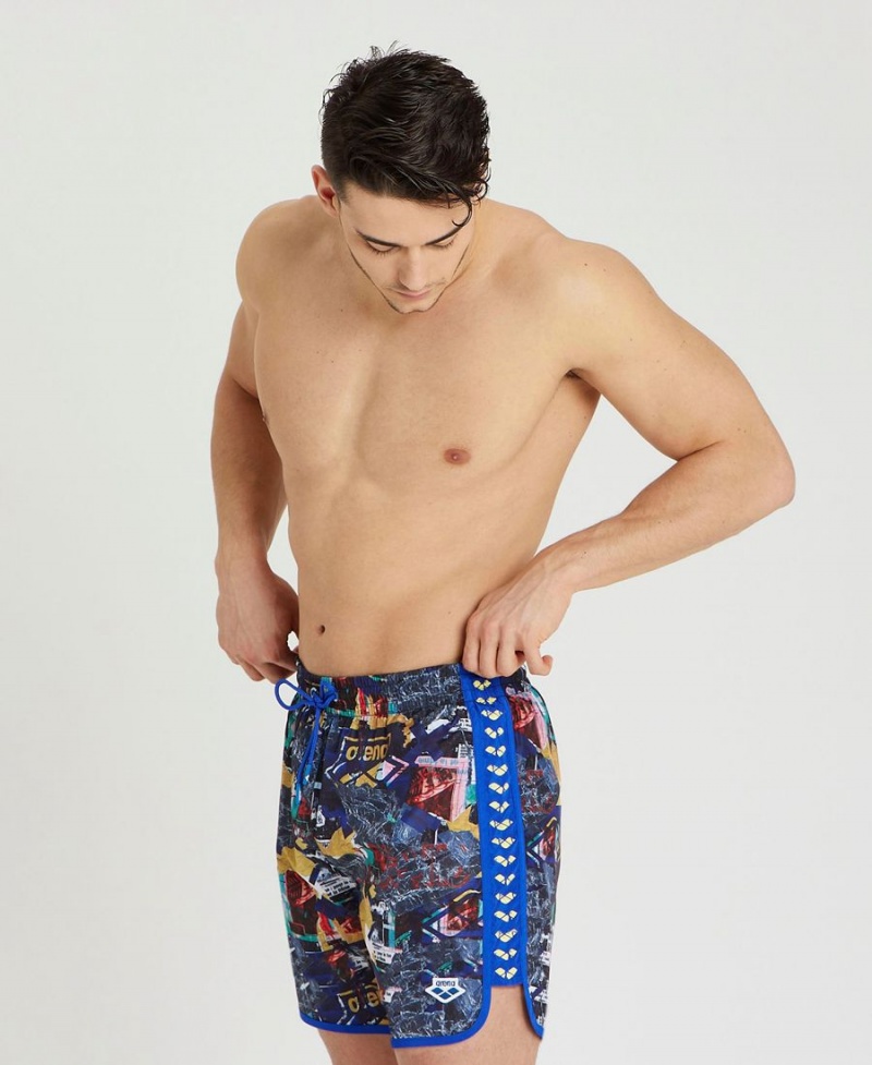 Arena Icons Allover Print Beach Kurze Hose Blau Mehrfarbig | THA44H-201